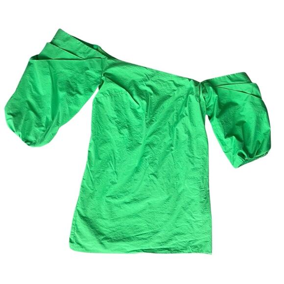 Mare Mare X Free People Carlie Tunic Puff Sleeve Asymmetric Green Mini Dress S - Picture 2 of 12